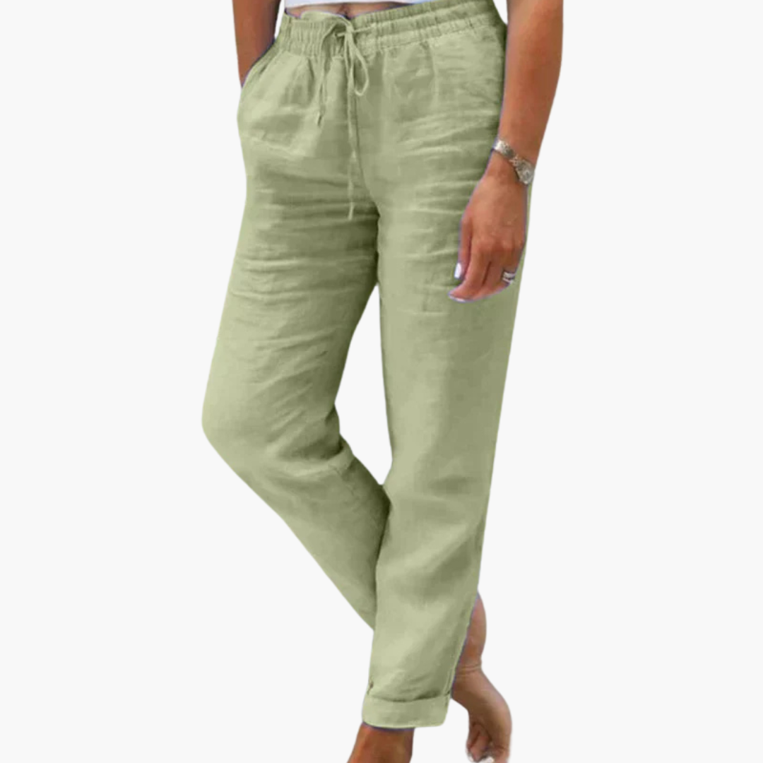 Lightweight Women's Pants with Elastic Waist - Olytrend