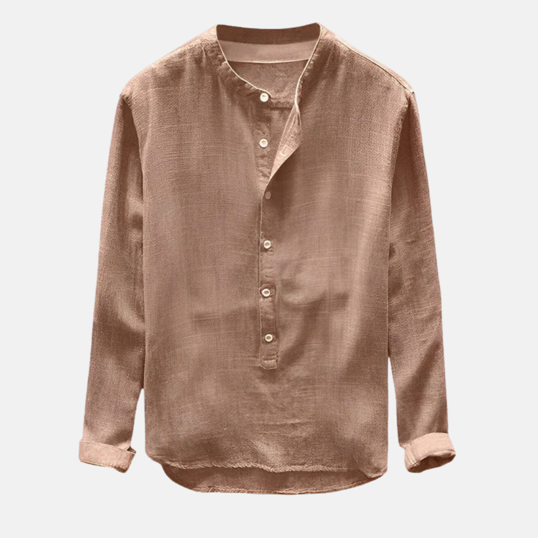 Casual Linen Button Down Long Sleeve Shirt - Nocini