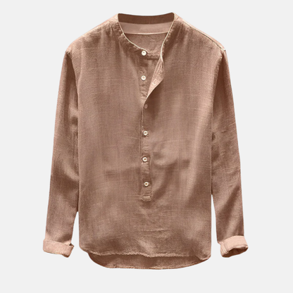 Casual Linen Button Down Long Sleeve Shirt - Nocini