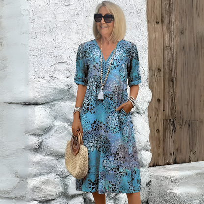 Ladies Comfortable Casual Midi Dress - Olytrend