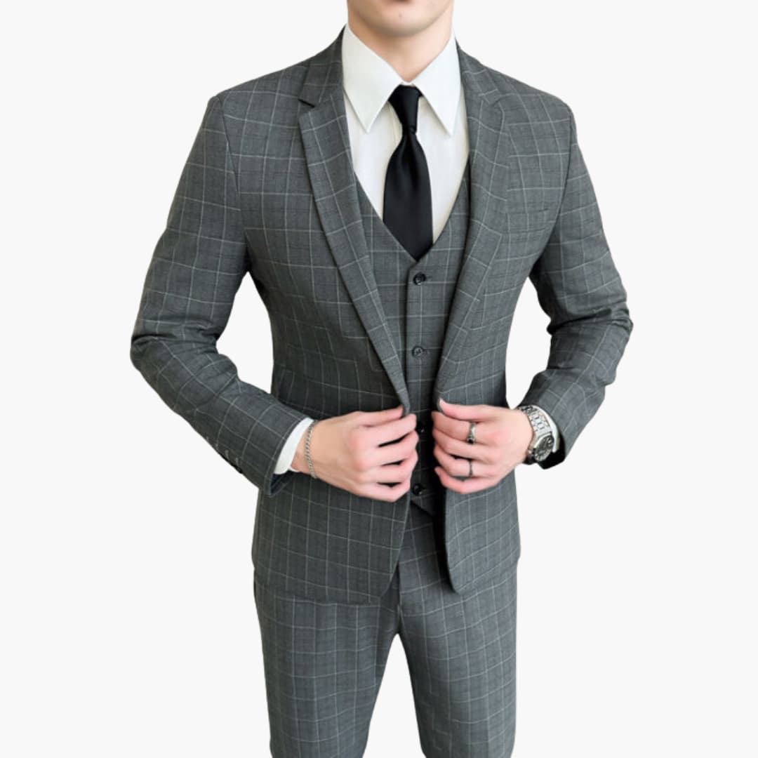 Classic Checkered 3-Piece Men's Suit