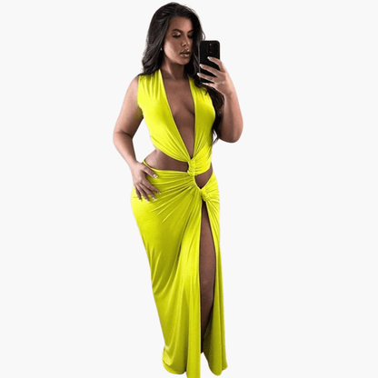 Sunny Women's V-Neck Cut Out Dress
