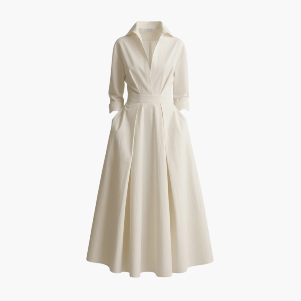 Flattering Midi Dress with Belted Waist and Front Buttons