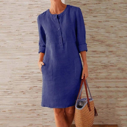 Zia | Women's Classic Easy-Fit Dress with Side Pockets - Nocini