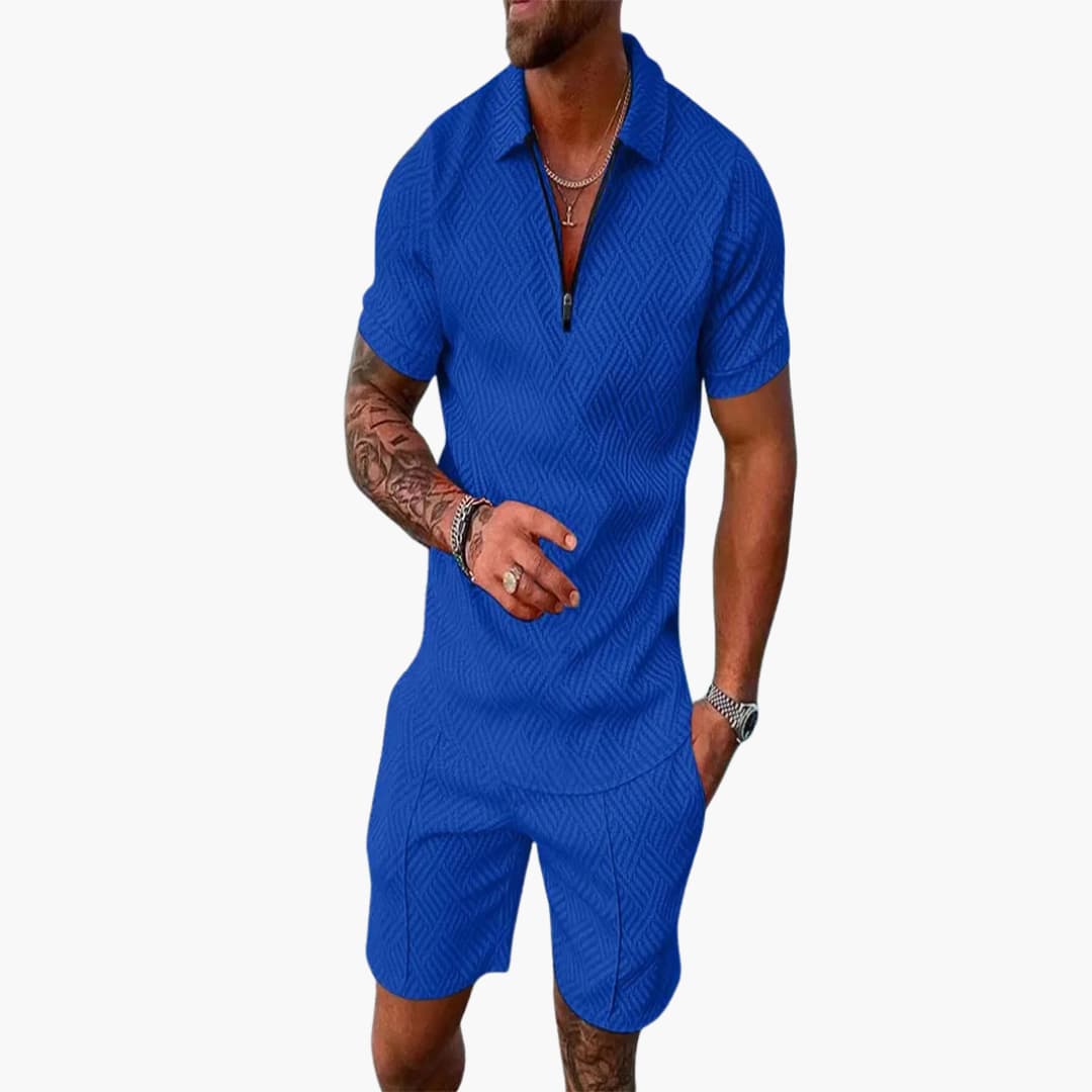 Men's Athletic Zip Up Shorts Set