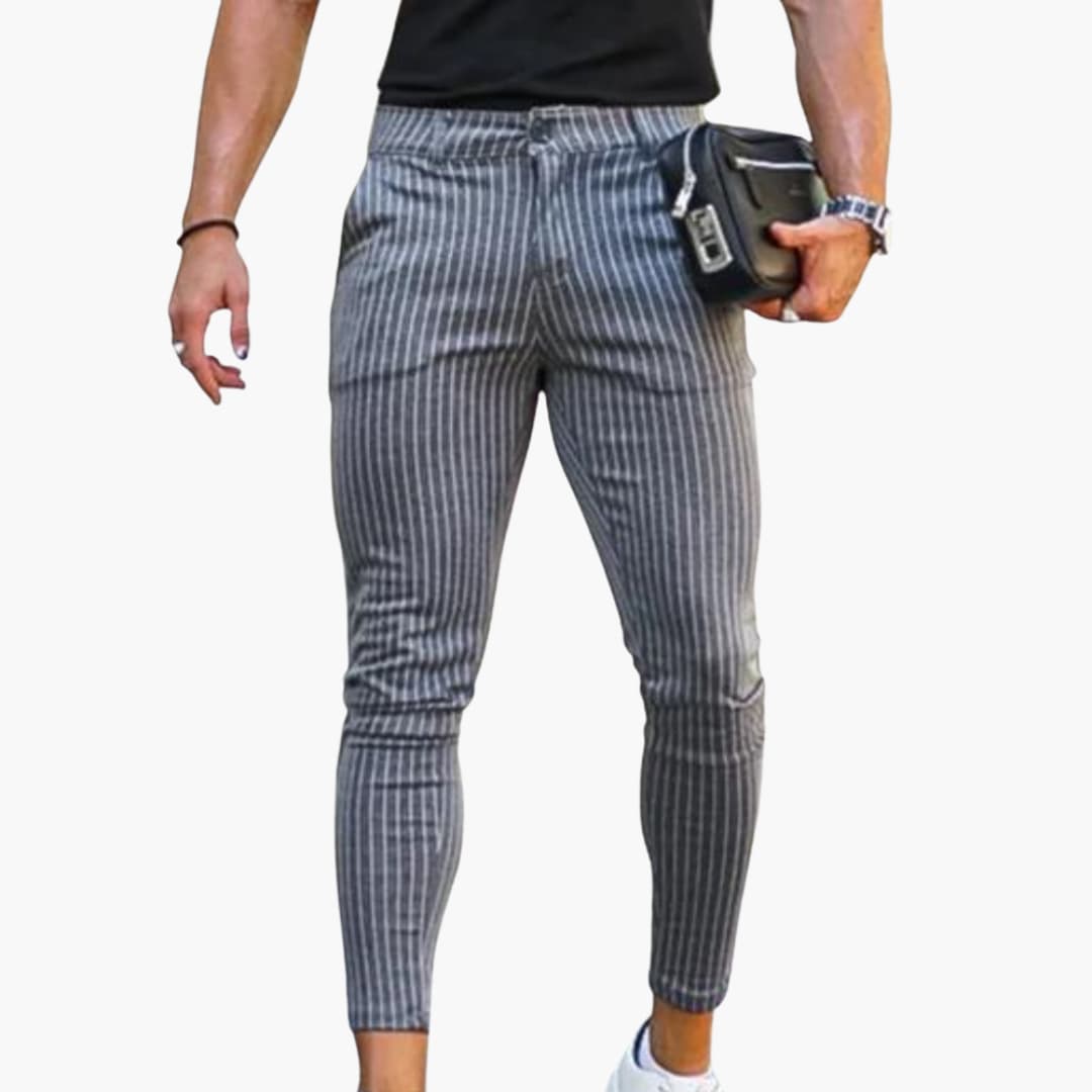 Comfortable Slim Fit Striped Summer Pants for Men - Olytrend