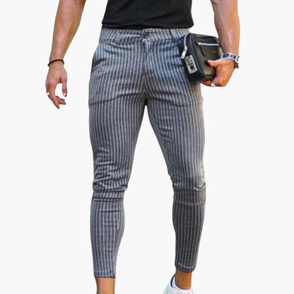Comfortable Slim Fit Striped Summer Pants for Men - Olytrend