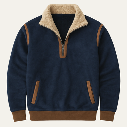 Classic Mens Suede Patchwork Zip Winter Sweater - Nocini