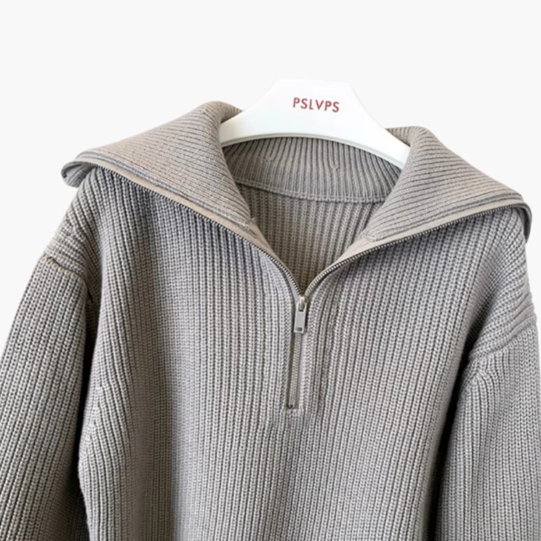 Women's Zip Up Ribbed Knit Sweater