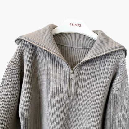 Women's Zip Up Ribbed Knit Sweater