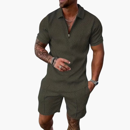 Men's Athletic Zip Up Shorts Set