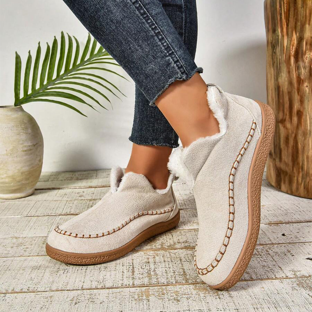 Cozy Faux Fur Ankle Boots with Grip Thick Outsole