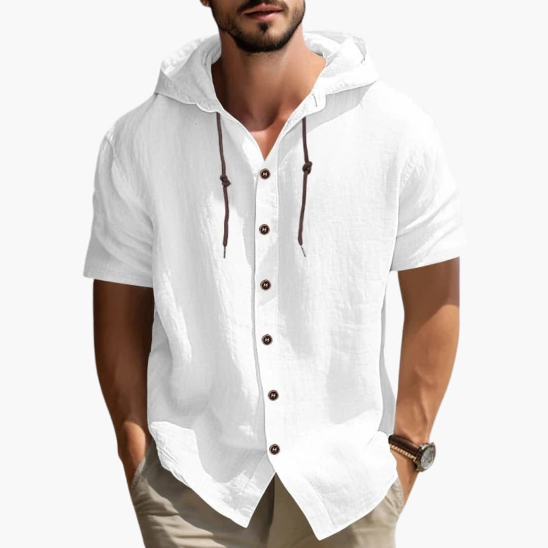 Casual Summer Hoodie Short Sleeve Shirt - Olytrend