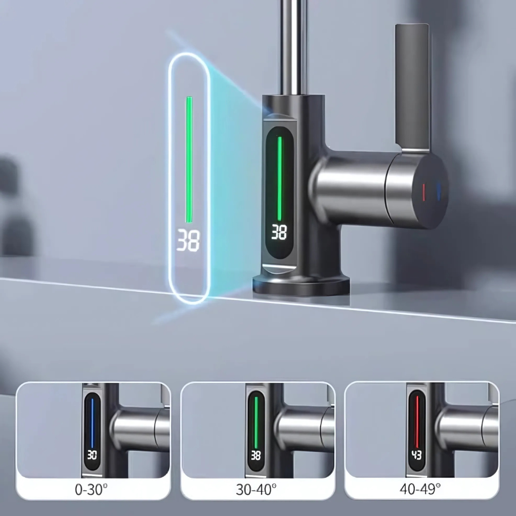 Adjustable LED Waterfall Sink Faucet