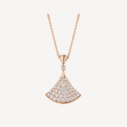 Luxurious Silver Rose Gold Pave Necklace - Pexav