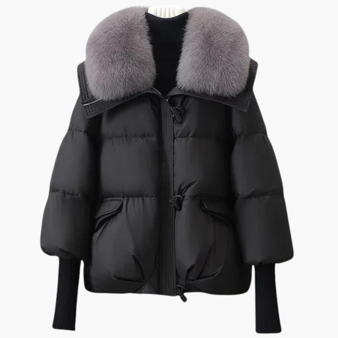 Luxurious Ladies Winter Coat with Faux Fur Trim - Olytrend