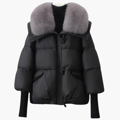 Luxurious Ladies Winter Coat with Faux Fur Trim - Olytrend