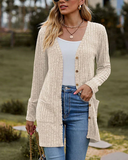 Cozy Women's Open Front Cardigan with Pockets