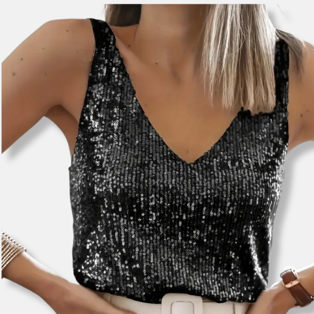 Sparkly V Neck Summer Tank Top - Nocini