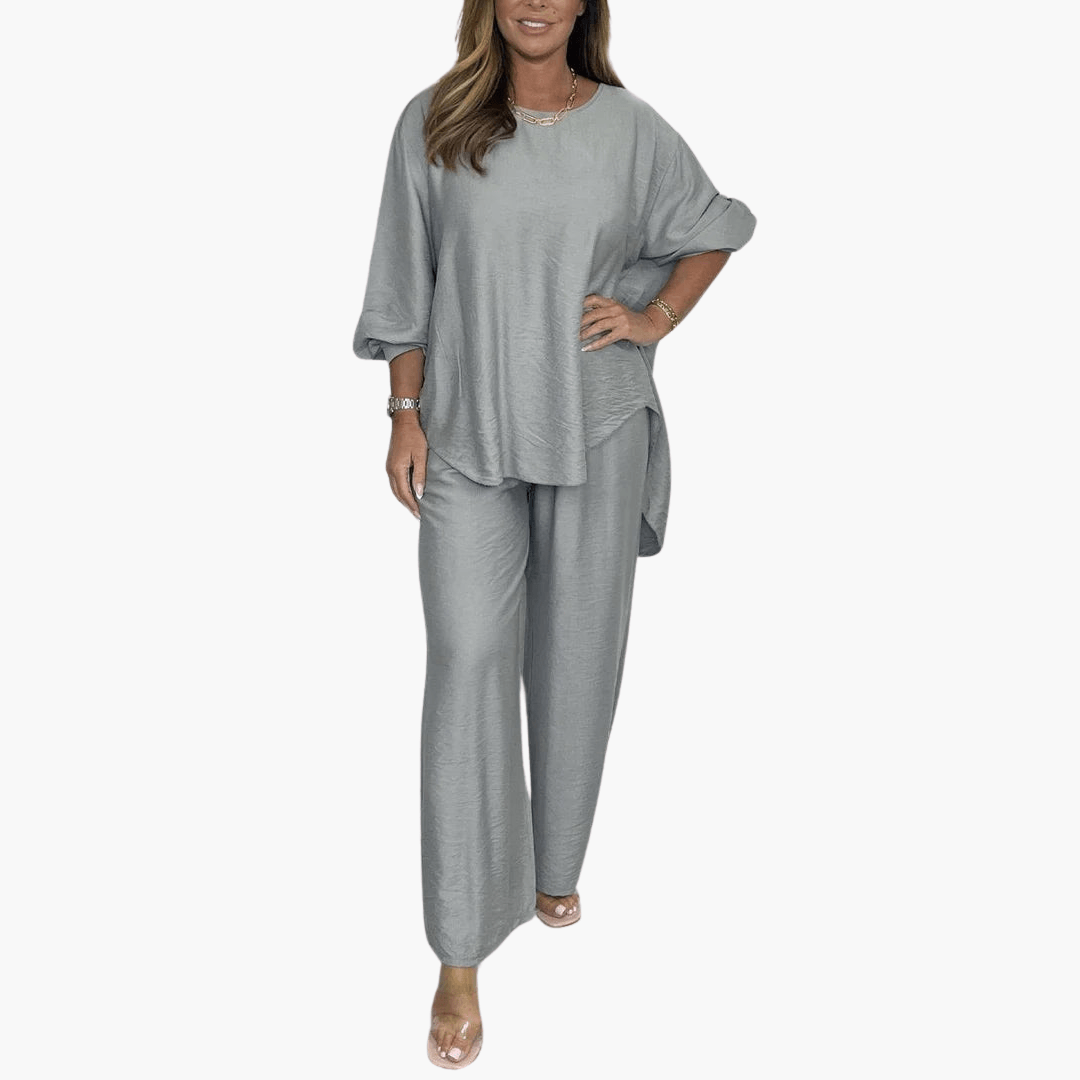 Comfy Women's Pajama Set with Wide Leg Pants - Olytrend