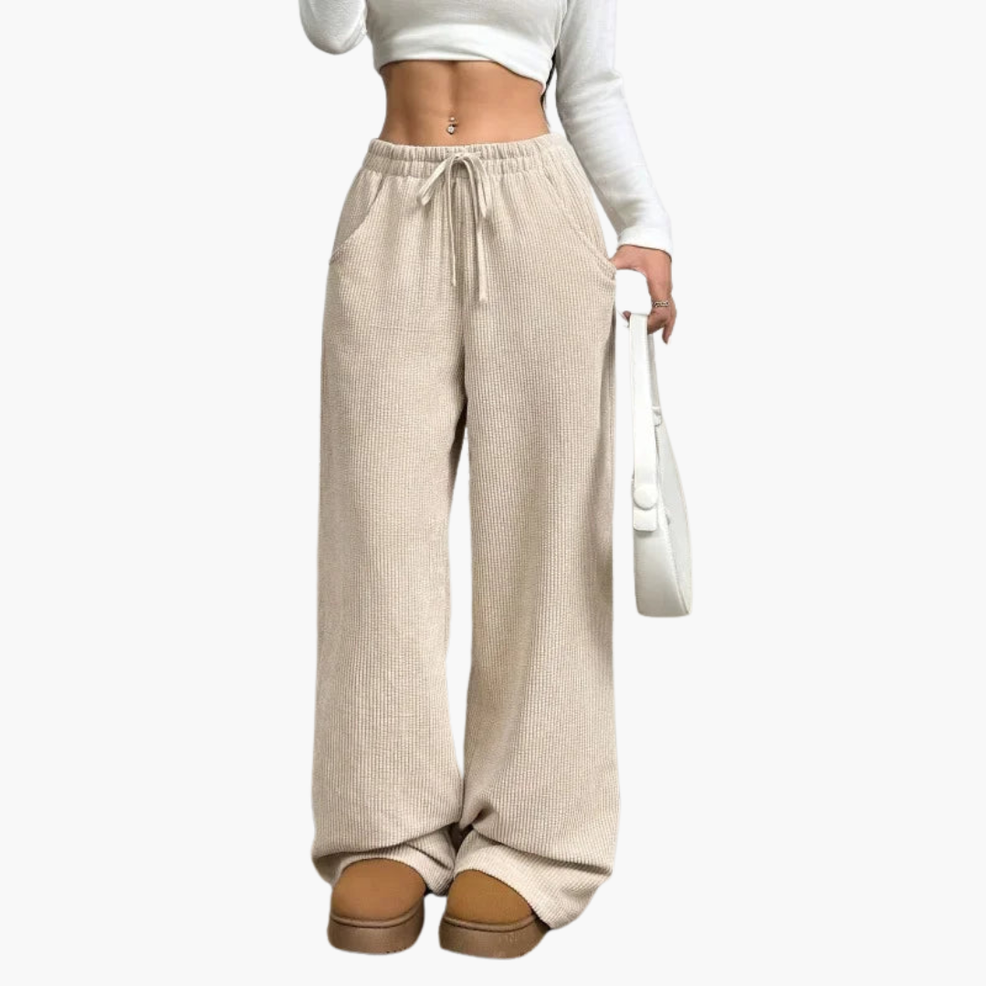 Comfortable High Waisted Wide Leg Corduroy Pants - Olytrend