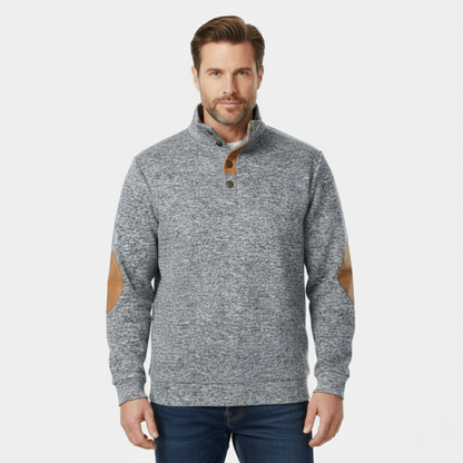 Classic Men's Cable Knit Sweater with Patch Elbows
