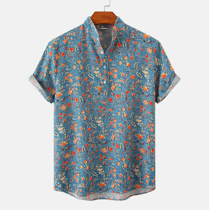 Casual Short Sleeve Mens Shirt Floral Relaxed Fit - Nocini