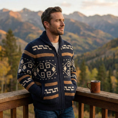 Luxury Men's Cashmere Crew Neck Cardigan Sweater