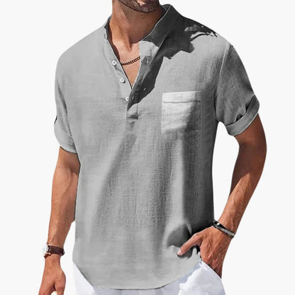 Casual Men's Short Sleeve Button Front Tee