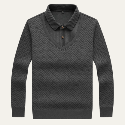 Comfortable Mens Chunky Knit Polo Sweater - Nocini