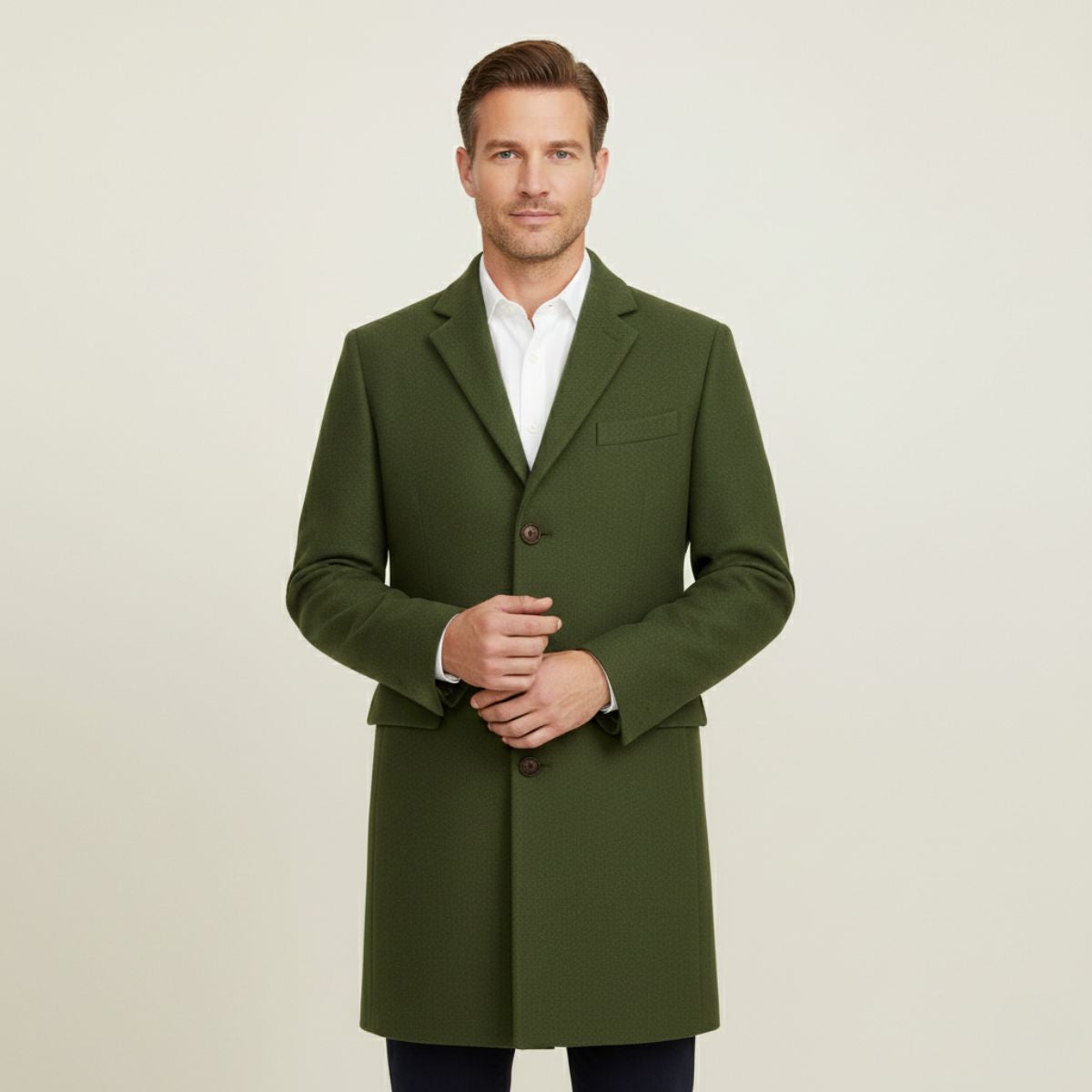 Stylish Men's Wool Blend Single Button Coat