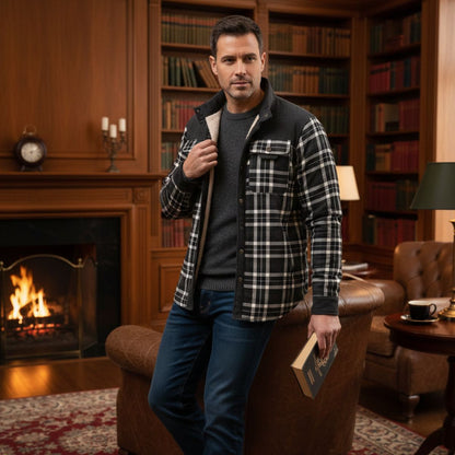 Warm Plaid Check Men's Winter Coat