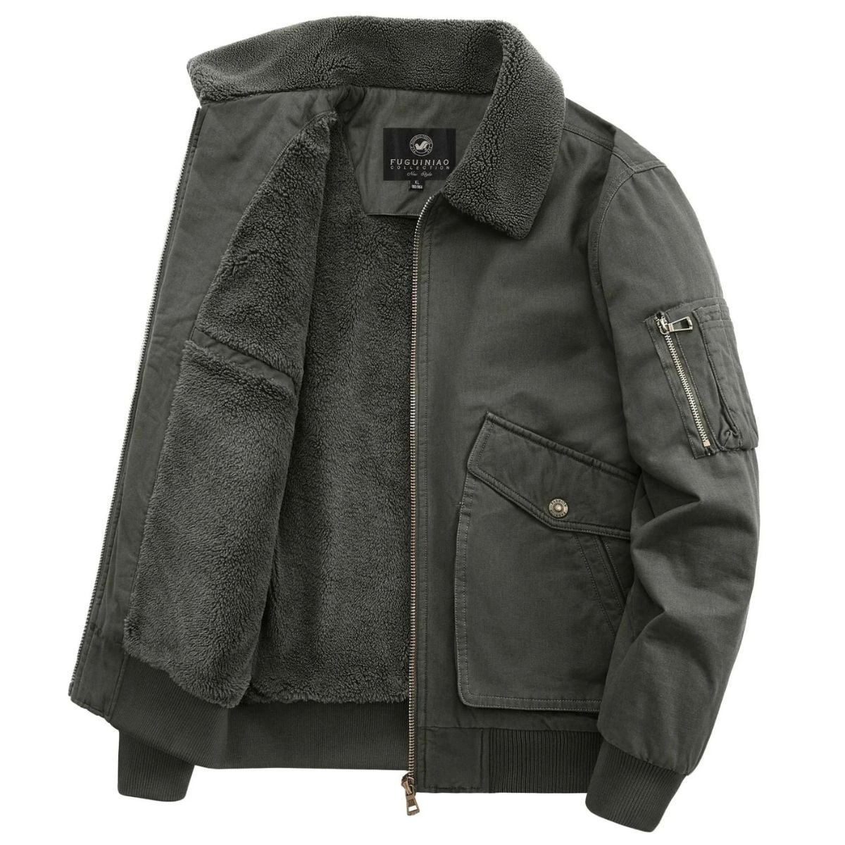 Warm Fleece Lined Mens Bomber Jacket