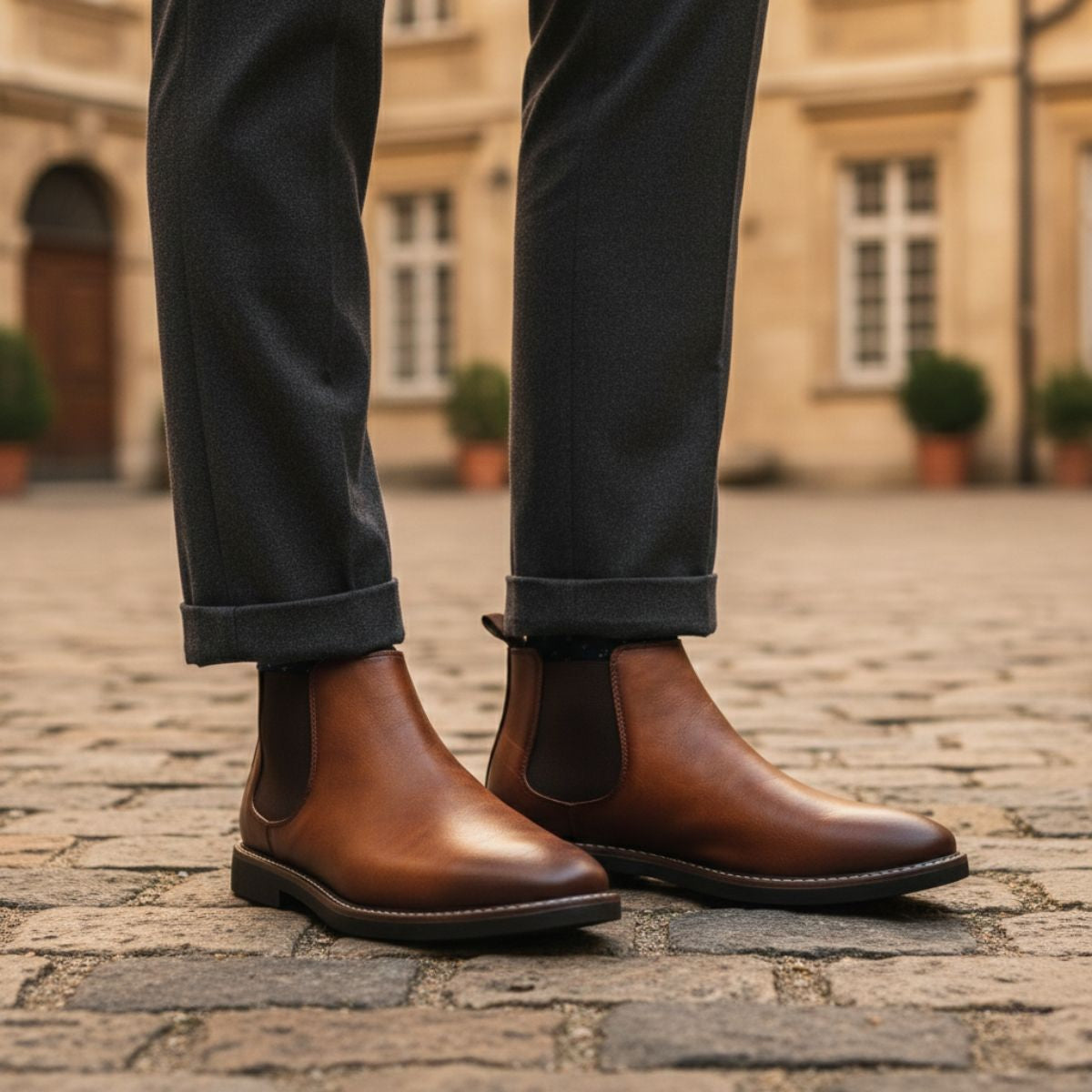 Tough Leather Men's Ankle Chelsea Boots