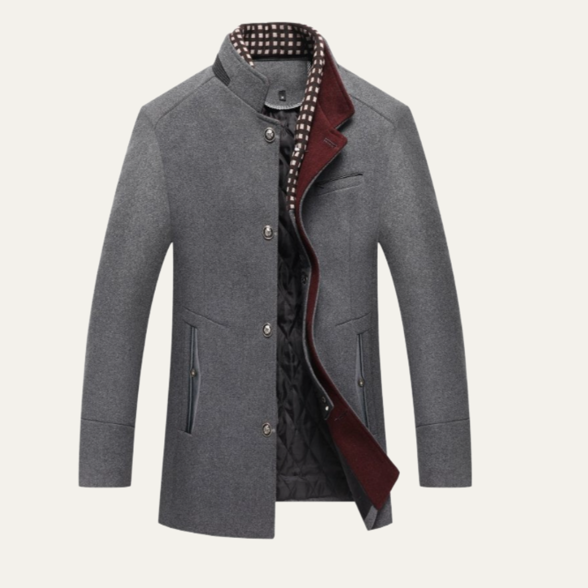 Warm Men's Classic Quilted Wool Winter Coat