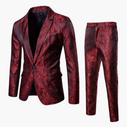 Men's Textured 2 Piece Slim Fit Business Suit