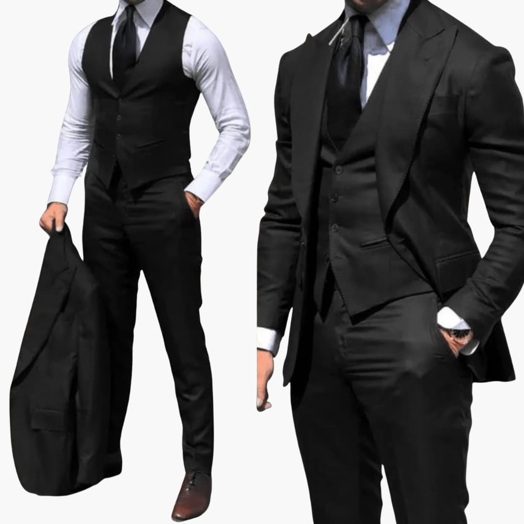 Classic Fit 3 Piece Suit with Peak Lapel Jacket