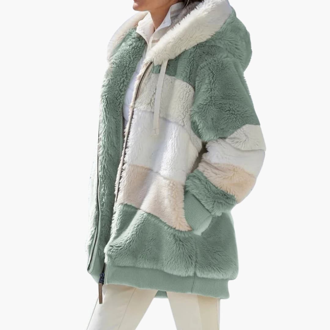 Ladies' Zip Up Striped Hoodie Coat