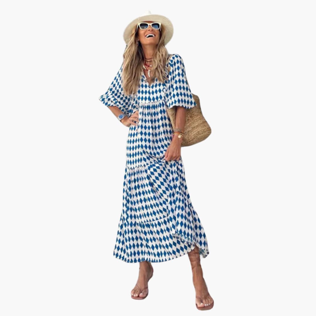Flowy Long Dress for Women - Floral Print & Relaxed Fit