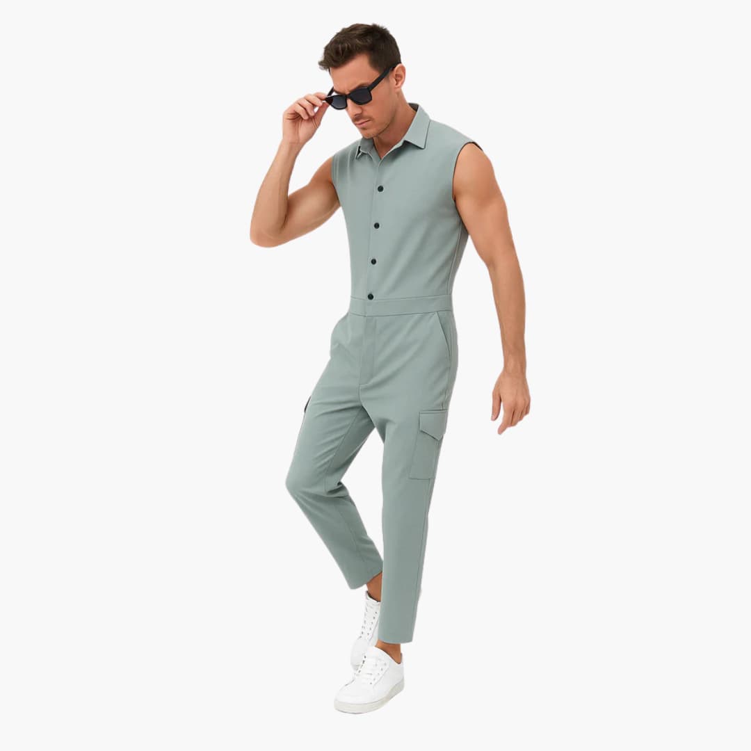 Men's Summer Cargo Jumpsuit with Pockets - Olytrend