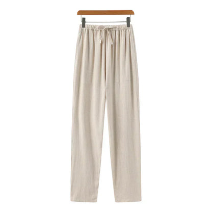 Relaxed Fit Linen Trousers - Olytrend