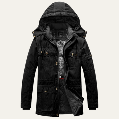 Warm Men's Fleece Lined Hooded Parka Coat