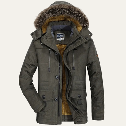 Thermal Men's Faux Fur Hooded Parka with Multiple Pockets - Nocini
