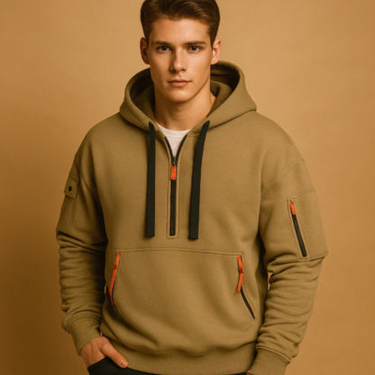 Comfortable Men's Zip Up Hooded Sweatshirt with Pockets