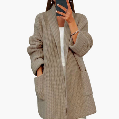 Ladies Open Front Sweater with Pockets