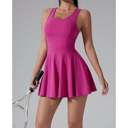 Women's Athletic Tennis Dress with Built-in Shorts