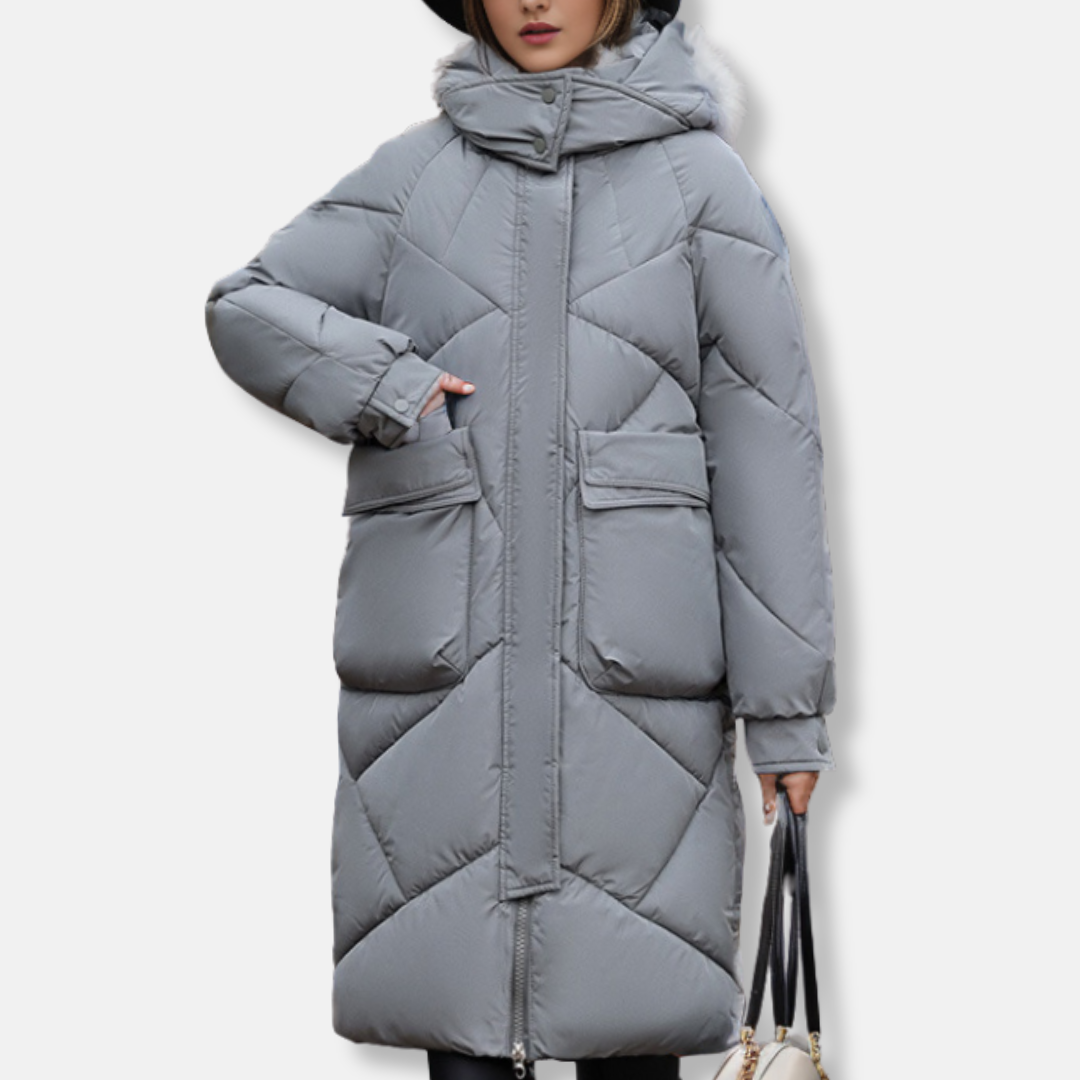 Warm Quilted Maxi Coat for Women with Hood - Nocini