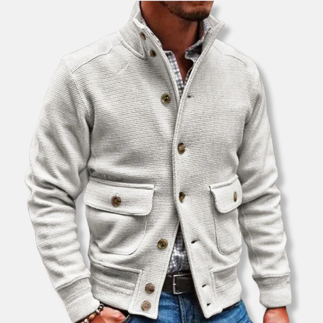Slim Fit Men's Coat with Button Front and Pockets - Nocini