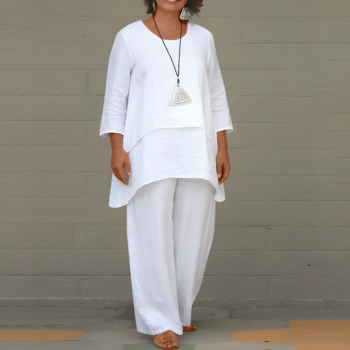 Elegant 2-Piece Cotton Suit for Ladies - Olytrend