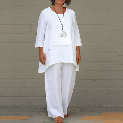 Elegant 2-Piece Cotton Suit for Ladies - Olytrend